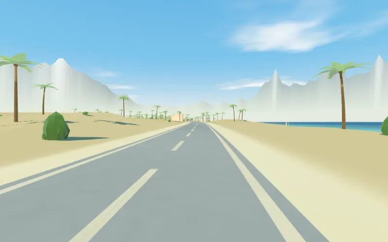 Coast Road — palms and open sea