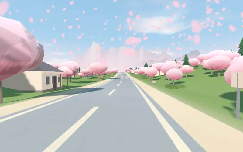 Sakura — blossom trees in drifting petals