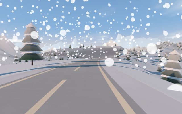 Snowy Mountains — a pass under falling snow